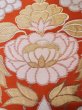 Photo5: L0706F Vintage Japanese Kimono   Vermilion NAGOYA OBI sash Flower Silk. (Grade C) (5)