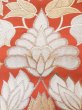 Photo7: L0706F Vintage Japanese Kimono   Vermilion NAGOYA OBI sash Flower Silk. (Grade C) (7)