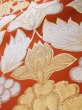 Photo8: L0706F Vintage Japanese Kimono   Vermilion NAGOYA OBI sash Flower Silk. (Grade C) (8)