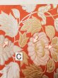 Photo14: L0706F Vintage Japanese Kimono   Vermilion NAGOYA OBI sash Flower Silk. (Grade C) (14)