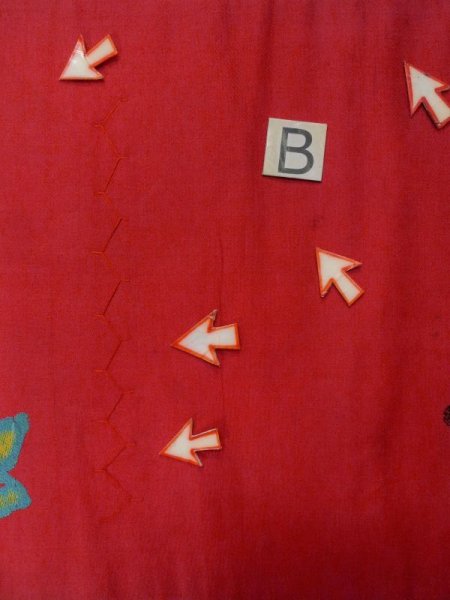 Photo14: L0706J Vintage Japanese Kimono   Red NAGOYA OBI sash  Silk. (Grade D) (14)