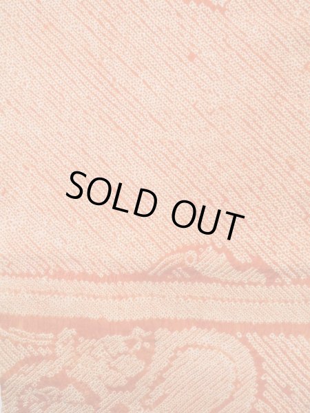 Photo3: L0706L Vintage Japanese Kimono   Orange NAGOYA OBI sash UME plum bloom Silk. (Grade B) (3)