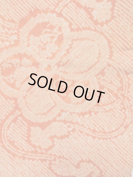 Photo4: L0706L Vintage Japanese Kimono   Orange NAGOYA OBI sash UME plum bloom Silk. (Grade B) (4)