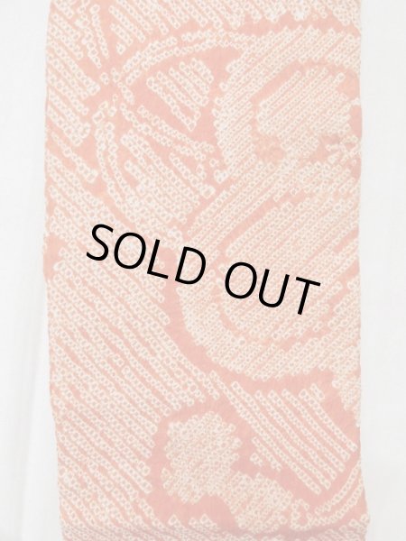 Photo5: L0706L Vintage Japanese Kimono   Orange NAGOYA OBI sash UME plum bloom Silk. (Grade B) (5)