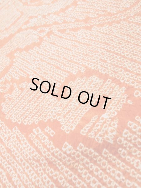 Photo9: L0706L Vintage Japanese Kimono   Orange NAGOYA OBI sash UME plum bloom Silk. (Grade B) (9)