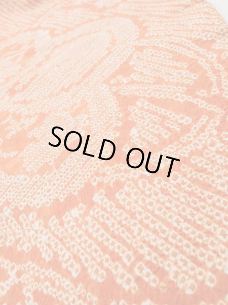 Photo10: L0706L Vintage Japanese Kimono   Orange NAGOYA OBI sash UME plum bloom Silk. (Grade B) (10)