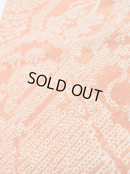 Photo11: L0706L Vintage Japanese Kimono   Orange NAGOYA OBI sash UME plum bloom Silk. (Grade B) (11)