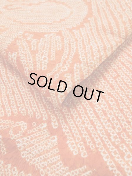 Photo12: L0706L Vintage Japanese Kimono   Orange NAGOYA OBI sash UME plum bloom Silk. (Grade B) (12)