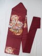 Photo1: L0706M Vintage Japanese Kimono  Dark Dark Red NAGOYA OBI sash Peony Silk. (Grade B) (1)