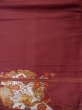 Photo3: L0706M Vintage Japanese Kimono  Dark Dark Red NAGOYA OBI sash Peony Silk. (Grade B) (3)