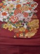 Photo4: L0706M Vintage Japanese Kimono  Dark Dark Red NAGOYA OBI sash Peony Silk. (Grade B) (4)