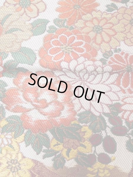 Photo7: L0706M Vintage Japanese Kimono  Dark Dark Red NAGOYA OBI sash Peony Silk. (Grade B) (7)