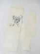 Photo1: L0706N Vintage Japanese Kimono   Off White NAGOYA OBI sash Flower Silk. (Grade C) (1)