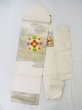 Photo1: L0706O Vintage Japanese Kimono   Off White NAGOYA OBI sash Chinese flower Silk. (Grade B) (1)