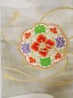Photo3: L0706O Vintage Japanese Kimono   Off White NAGOYA OBI sash Chinese flower Silk. (Grade B) (3)