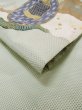 Photo16: L0706R Vintage Japanese Kimono Pale Light Yellowish Green NAGOYA OBI sash Wave Silk. (Grade C) (16)