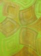 Photo6: L0707A Vintage Japanese Kimono   Yellowish Green NAGOYA OBI sash Abstract pattern Silk. (Grade A) (6)