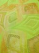 Photo8: L0707A Vintage Japanese Kimono   Yellowish Green NAGOYA OBI sash Abstract pattern Silk. (Grade A) (8)