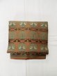 Photo2: L0707D Vintage Japanese Kimono  Pale Orange NAGOYA OBI sash Chinz pattern Silk. (Grade B) (2)