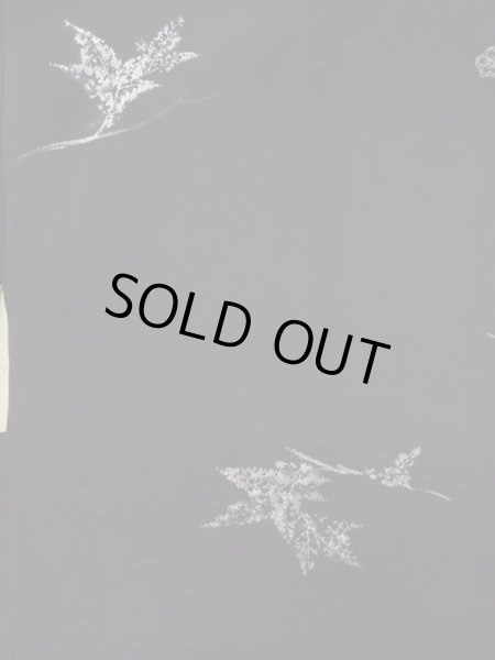 Photo4: L0713P Used Japanese women  Black HAORI short jacket / Silk. Leaf   (Grade B) (4)