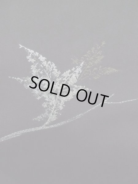 Photo6: L0713P Used Japanese women  Black HAORI short jacket / Silk. Leaf   (Grade B) (6)