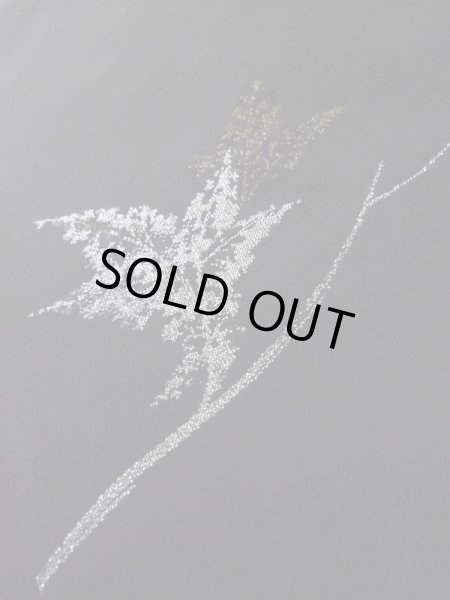 Photo11: L0713P Used Japanese women  Black HAORI short jacket / Silk. Leaf   (Grade B) (11)