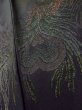 Photo8: Mint L0713Q Used Japanese women  Black HAORI short jacket / Synthetic.  Peacock feathers motif  (Grade A) (8)