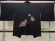 Photo2: L0713R Used Japanese women  Black HAORI short jacket / Synthetic. Pot   (Grade B) (2)