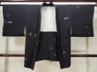 Photo1: L0713V Used Japanese women  Black HAORI short jacket / Silk. Leaf   (Grade B) (1)