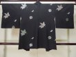 Photo2: L0713X Used Japanese women  Black HAORI short jacket / Synthetic. MOMIJI maple leaf,   (Grade A) (2)