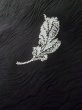 Photo11: L0713X Used Japanese women  Black HAORI short jacket / Synthetic. MOMIJI maple leaf,   (Grade A) (11)