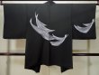 Photo2: L0714D Used Japanese women  Black HAORI short jacket / Silk. Abstract pattern   (Grade B) (2)