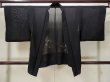 Photo1: L0720D Used Japanese women  Black HAORI short jacket / Silk. Leaf,   (Grade C) (1)