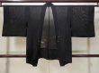 Photo2: L0720D Used Japanese women  Black HAORI short jacket / Silk. Leaf,   (Grade C) (2)