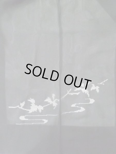 Photo3: L0720D Used Japanese women  Black HAORI short jacket / Silk. Leaf,   (Grade C) (3)