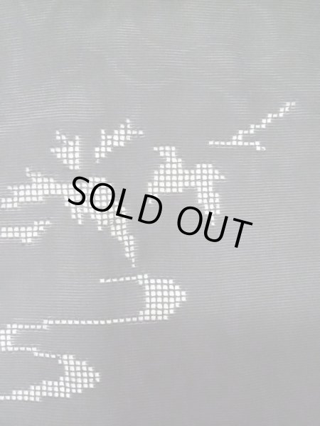 Photo4: L0720D Used Japanese women  Black HAORI short jacket / Silk. Leaf,   (Grade C) (4)