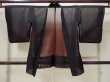 Photo1: Mint L0720J Used Japanese women Reddish Black HAORI short jacket / Silk. Bamboo leaf,   (Grade A) (1)