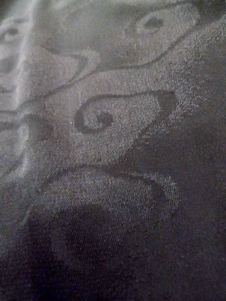 Photo9: L0720Q Used Japanese women  Black HAORI short jacket / Silk.    (Grade D) (9)