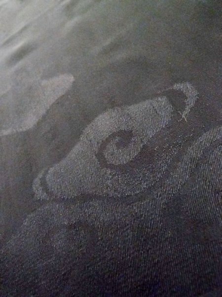 Photo11: L0720Q Used Japanese women  Black HAORI short jacket / Silk.    (Grade D) (11)