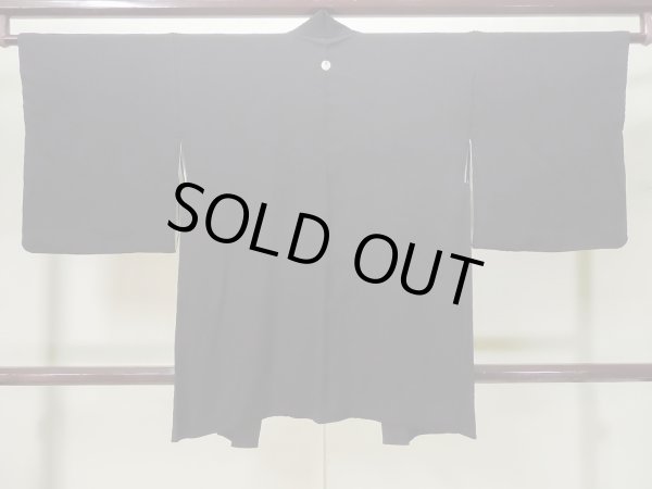 Photo2: L0720Y Used Japanese women  Black HAORI short jacket / Silk.    (Grade B) (2)