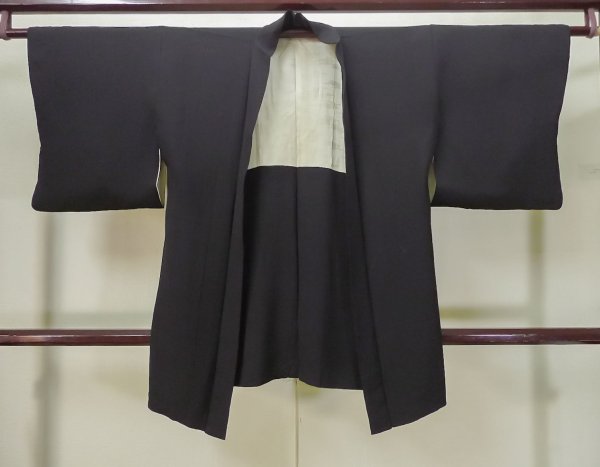 Photo1: L0721D Used Japanese women  Black HAORI short jacket / Silk.    (Grade B) (1)