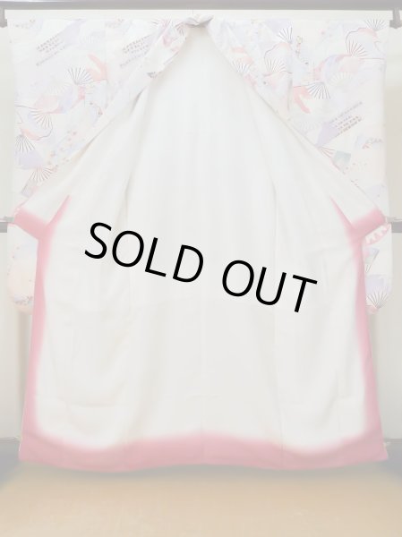 Photo5: L0727A Used Japanese womenPale Light Multi Color FURISODE long-sleeved / Silk. Flower,   (Grade B) (5)