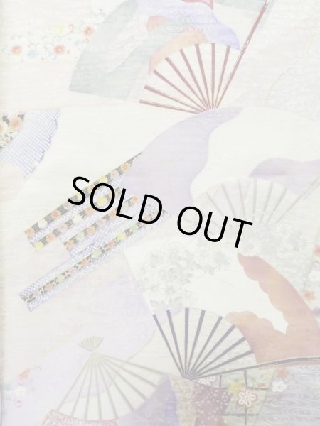 Photo7: L0727A Used Japanese womenPale Light Multi Color FURISODE long-sleeved / Silk. Flower,   (Grade B) (7)