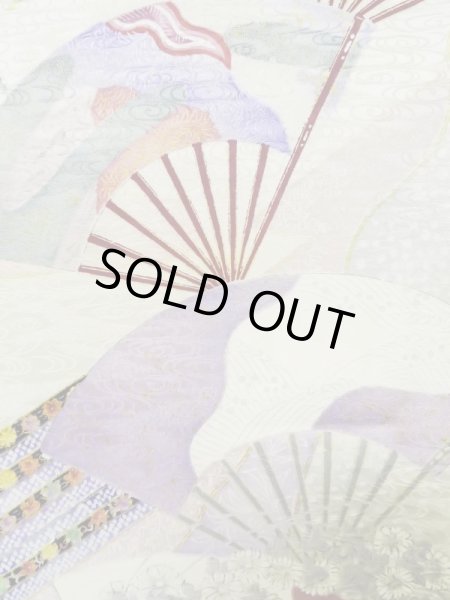 Photo8: L0727A Used Japanese womenPale Light Multi Color FURISODE long-sleeved / Silk. Flower,   (Grade B) (8)