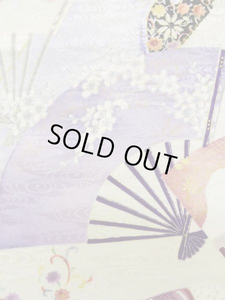 Photo9: L0727A Used Japanese womenPale Light Multi Color FURISODE long-sleeved / Silk. Flower,   (Grade B) (9)