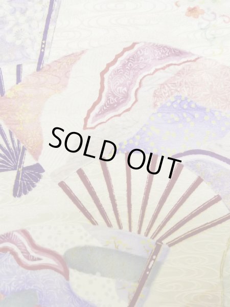 Photo10: L0727A Used Japanese womenPale Light Multi Color FURISODE long-sleeved / Silk. Flower,   (Grade B) (10)