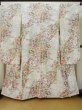 Photo1: L0727B Used Japanese women  Off White FURISODE long-sleeved / Silk. Flower,   (Grade A) (1)