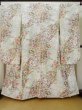 Photo1: L0727B Used Japanese women  Off White FURISODE long-sleeved / Silk. Flower,   (Grade A) (1)