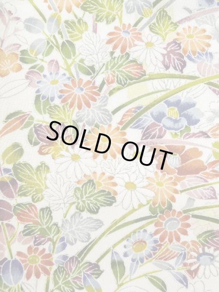 Photo10: L0727B Used Japanese women  Off White FURISODE long-sleeved / Silk. Flower,   (Grade A) (10)