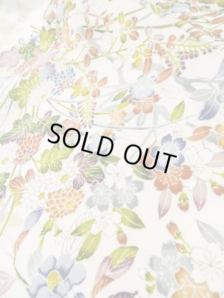 Photo15: L0727B Used Japanese women  Off White FURISODE long-sleeved / Silk. Flower,   (Grade A) (15)